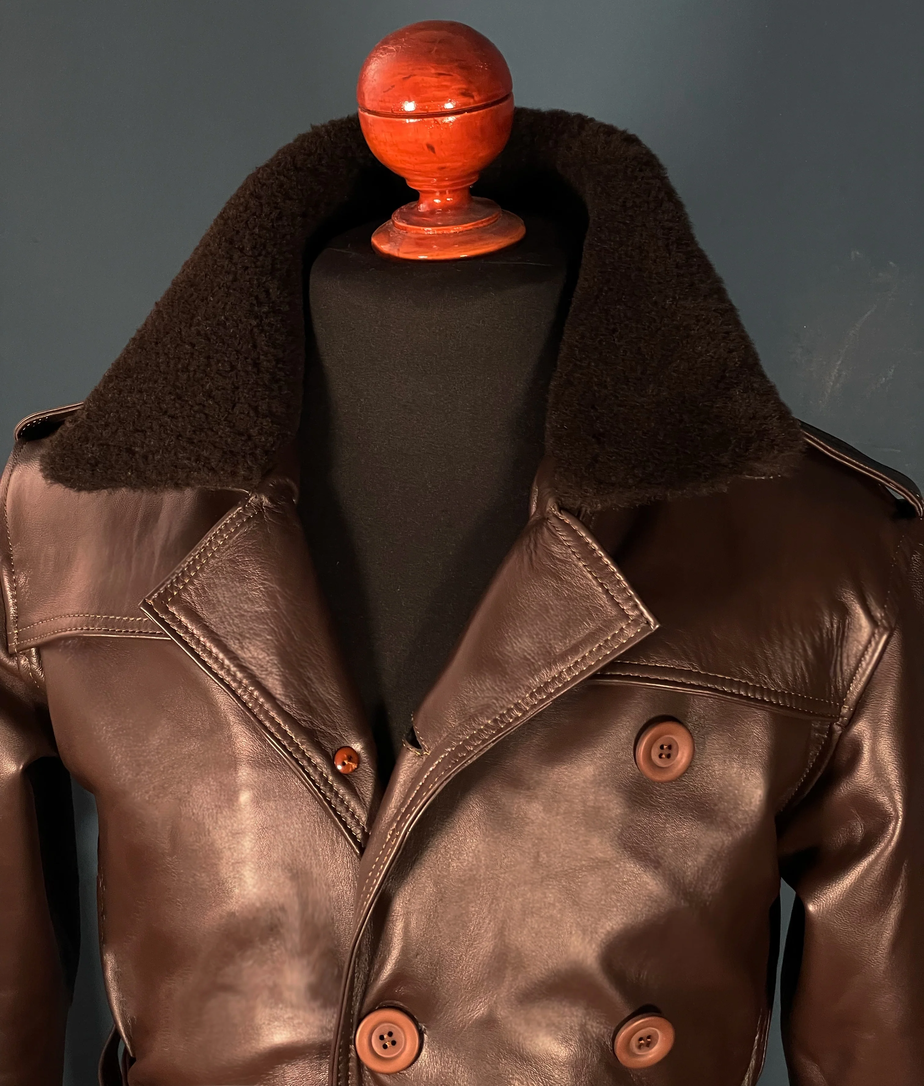 -Biker coat dark brown sheep- - Image 3