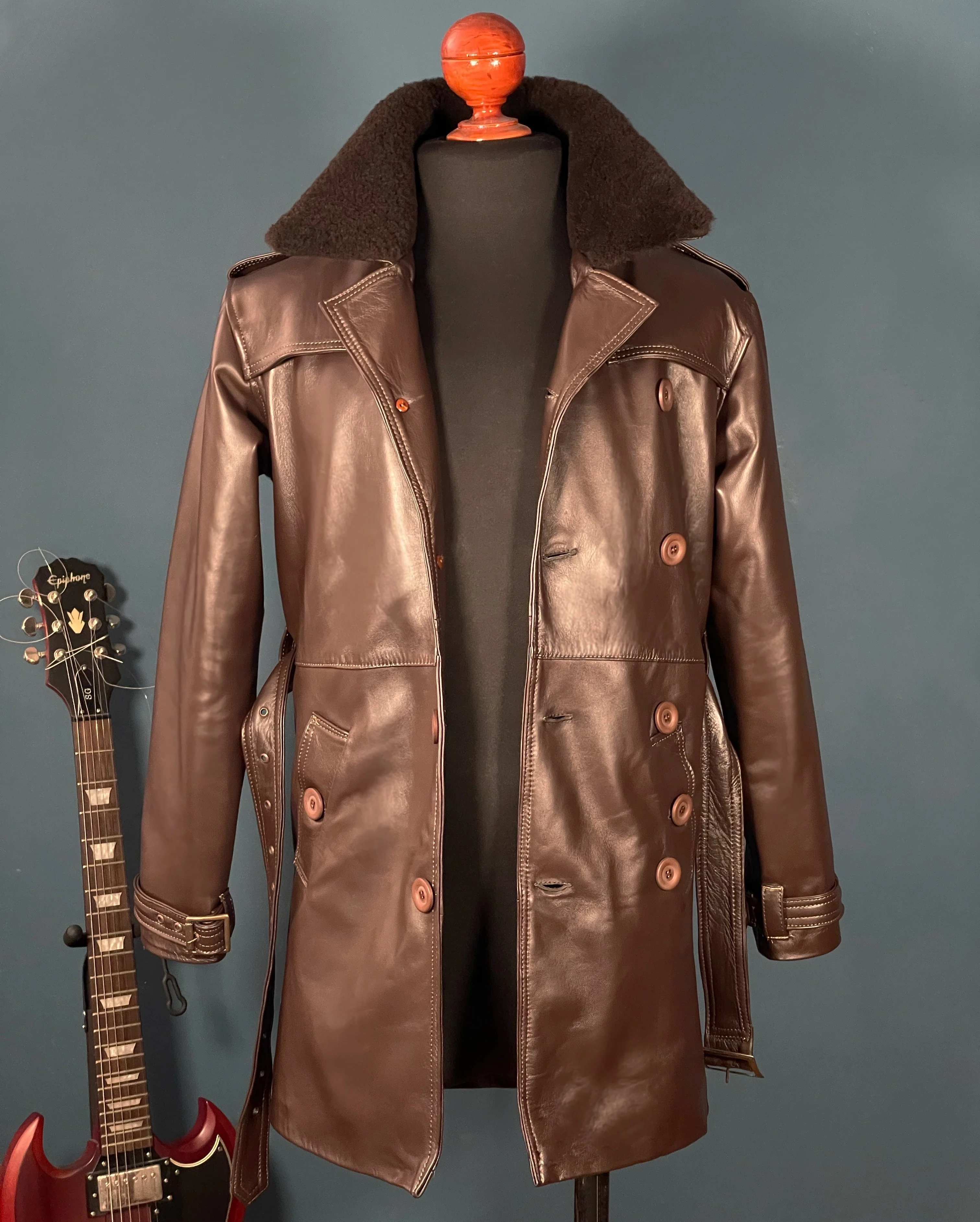 -Biker coat dark brown sheep- - Image 4