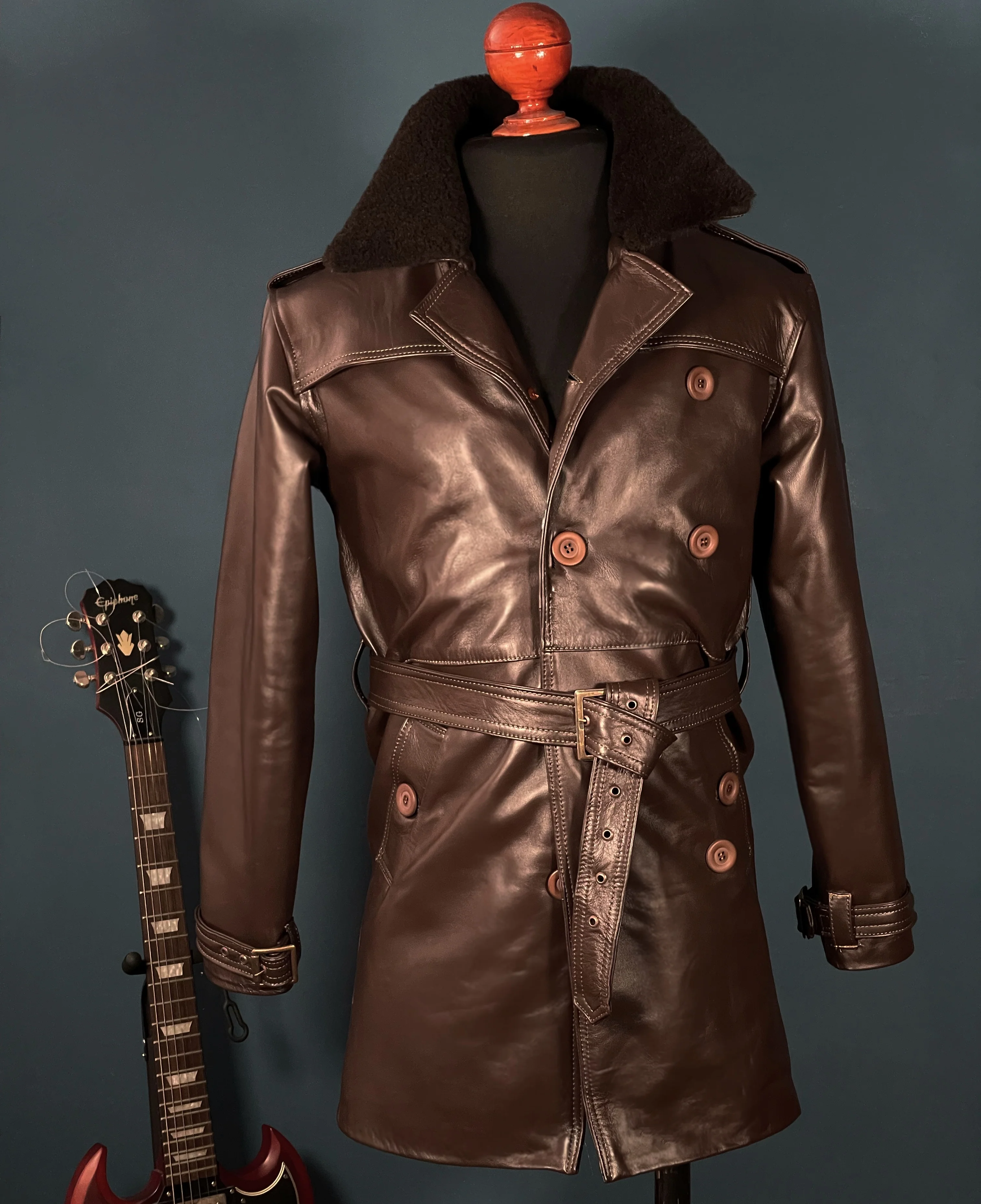 -Biker coat dark brown sheep- - Image 7
